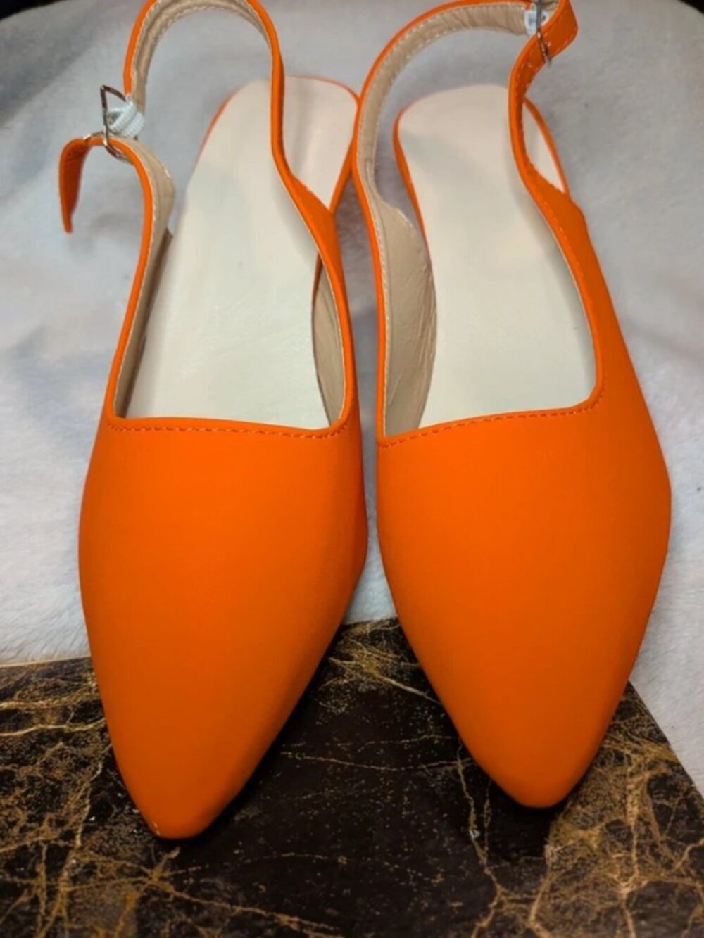 Neon Orange Pointed Toe Slingback Heels – Bold Statement Pumps
